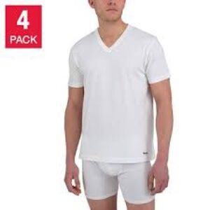 CALVIN KLEIN 4 pack white v neck shirts, 95% cotton, size M, NWT
